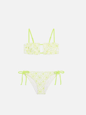 Bikini da bambina con ricamo margherite