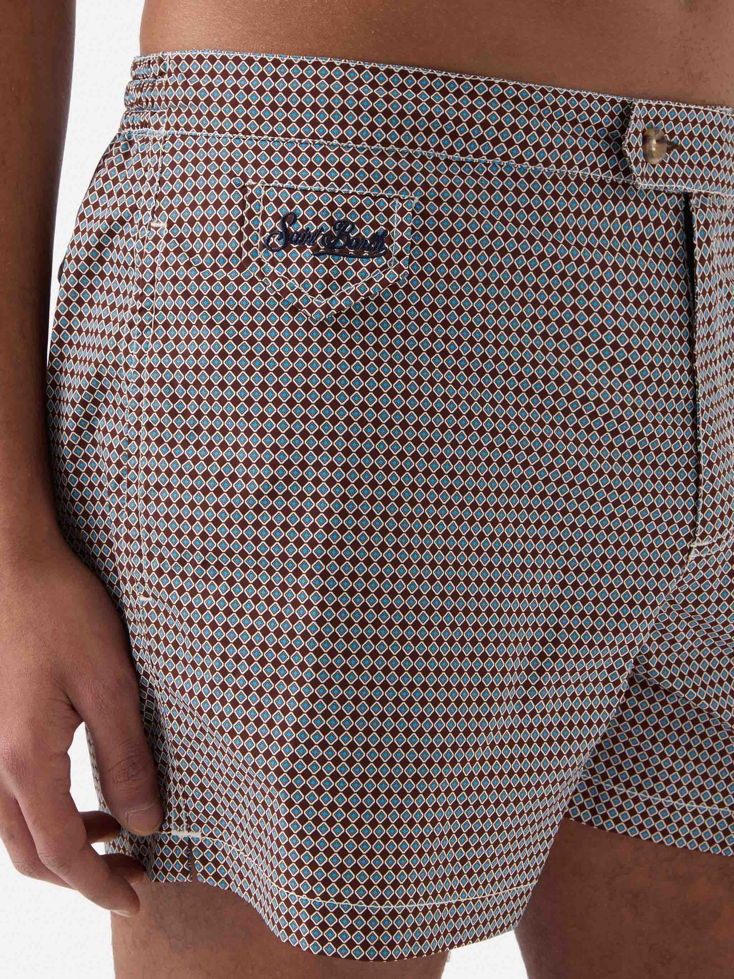 Costume mare Harrys marrone con stampa geometrica