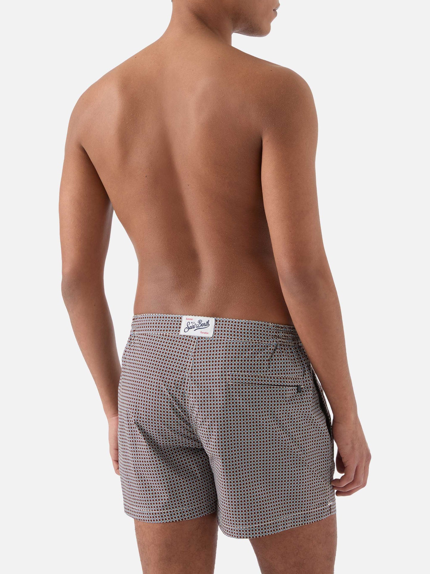 Costume mare Harrys marrone con stampa geometrica