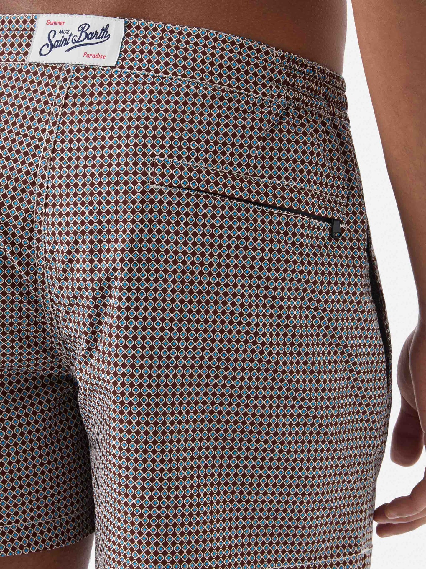 Costume mare Harrys marrone con stampa geometrica