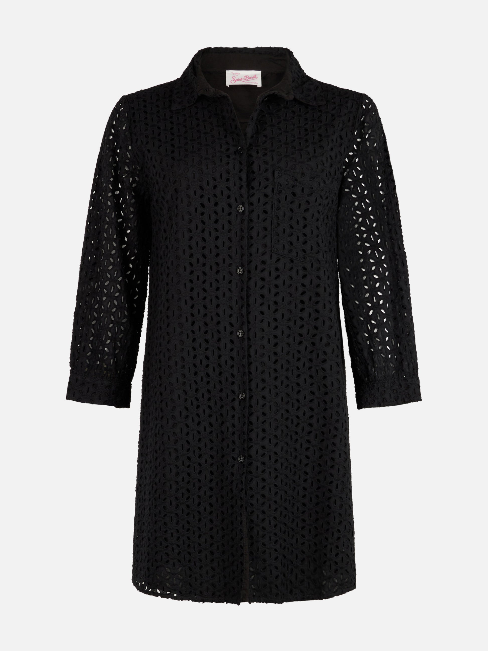 Woman black Sangallo shirt mini dress - MC2 Saint Barth