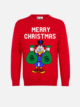 Roter Heron-Pullover mit Uncle Scrooge Merry Christmas-Jacquard | DISNEY SPECIAL EDITION 