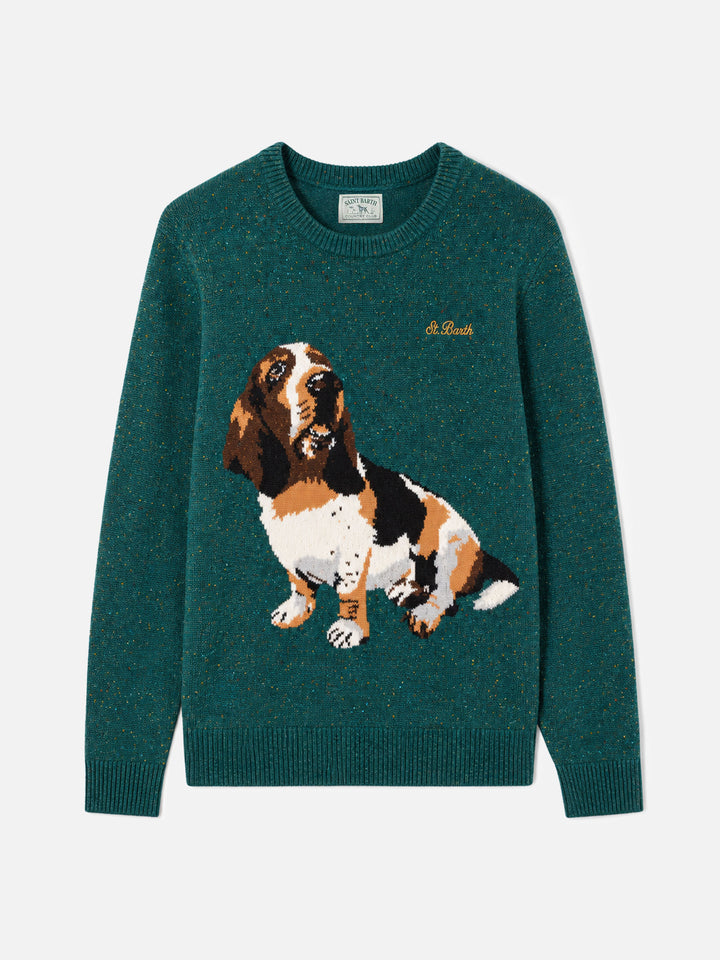 Suéter de cuello redondo Heron con jacquard de basset hound 