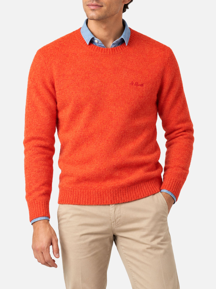 Maglia girocollo Heron arancione con ricamo logo