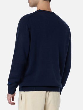 Man blue sweater Heron with Weekend be gin jacquard - MC2 Saint Barth