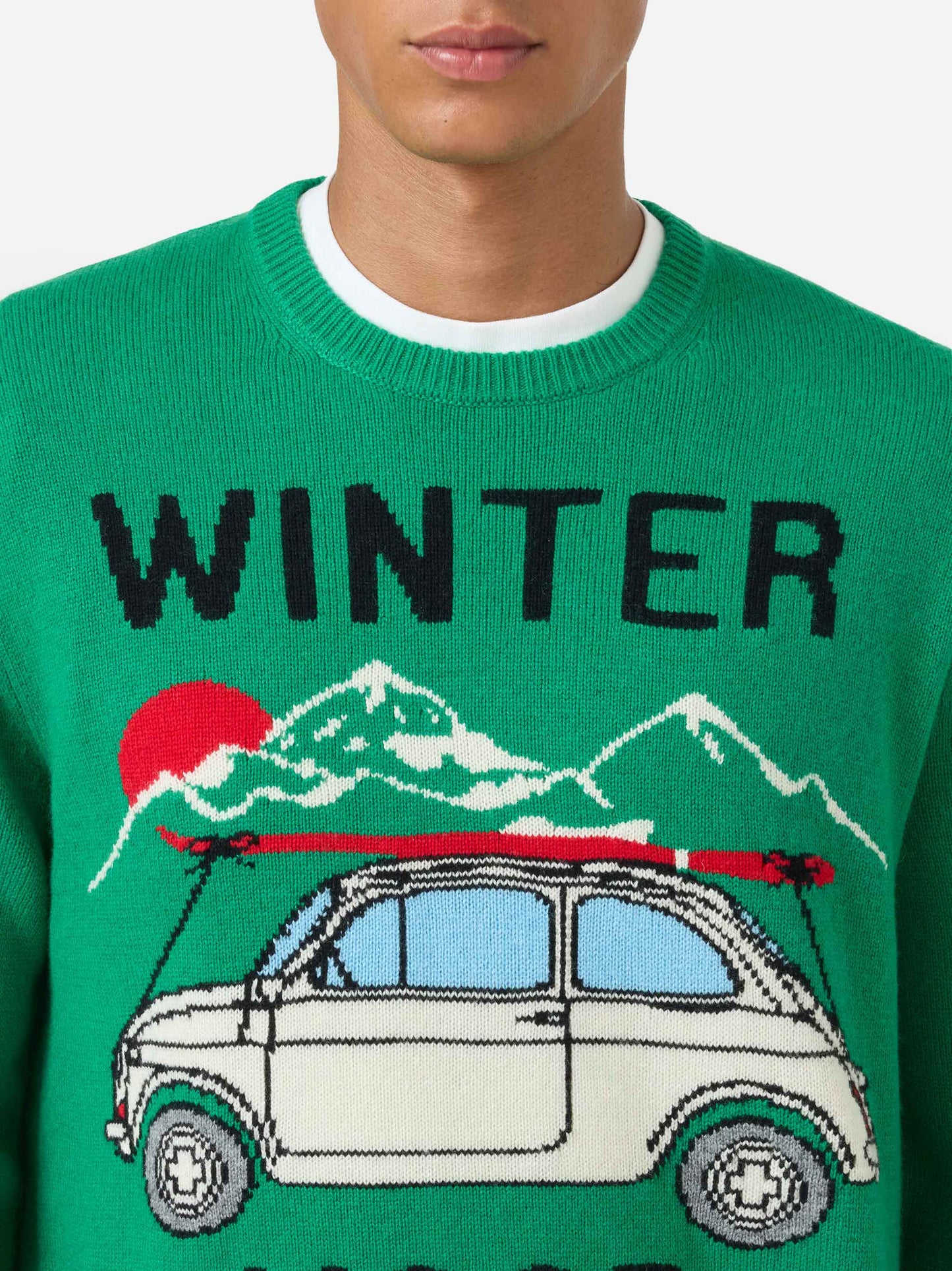 Suéter de cuello redondo Heron con jacquard Fiat 500 | FIAT 500 SPECIAL EDITION 