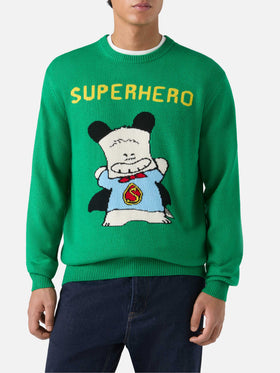 Grüner Heron-Pullover mit Hello Spank Jacquardmuster | HELLO SPANK SONDEREDITION