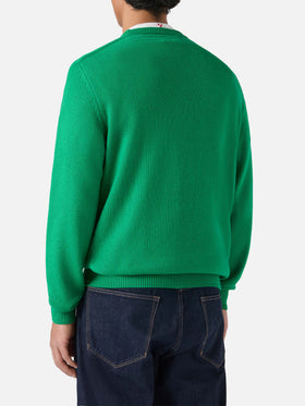 Grüner Heron-Pullover mit Hello Spank Jacquardmuster | HELLO SPANK SONDEREDITION