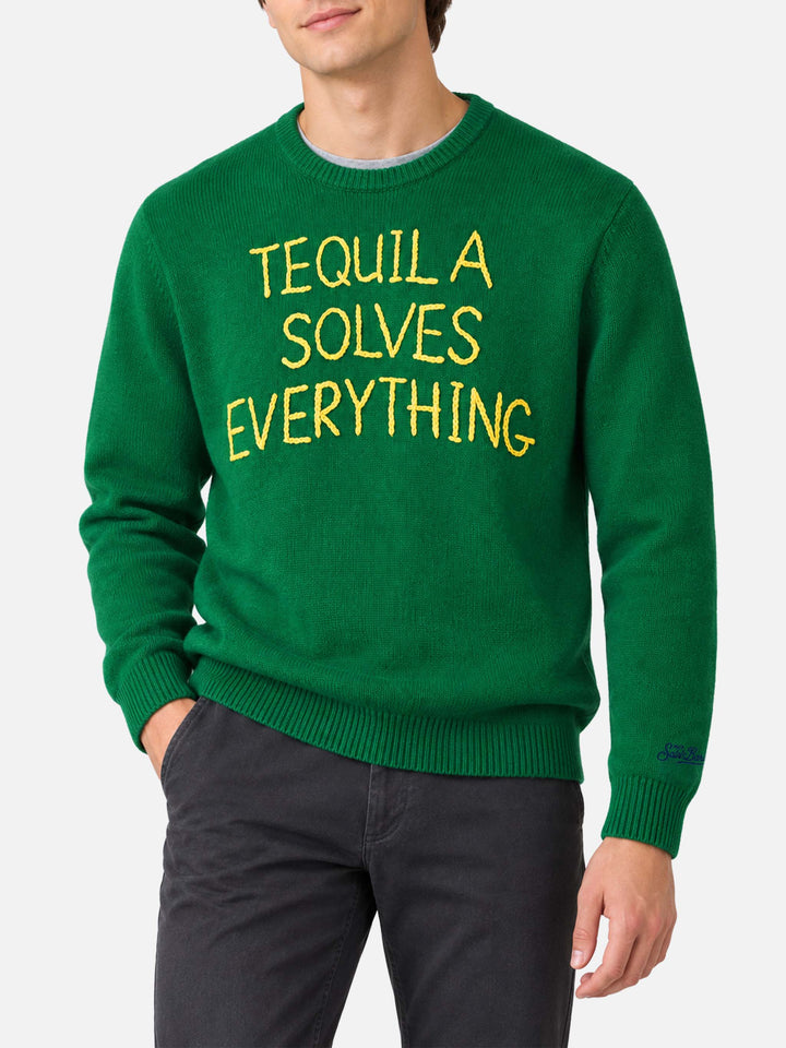 Sweatshirt mit Rundhalsausschnitt und Stickerei „Tequila solves everything“ 