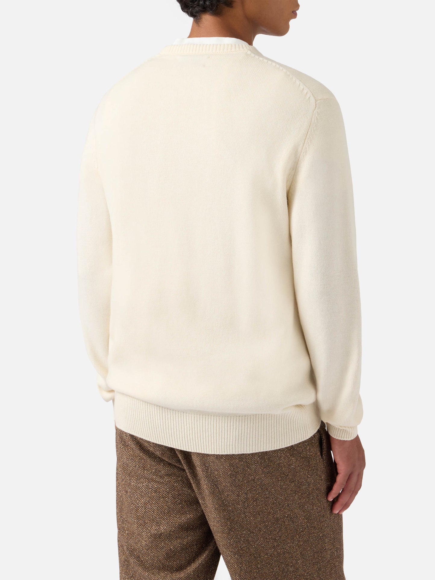 Heron-Pullover in Weiß mit St. Moritz Polo-Jacquard