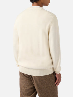 Heron-Pullover in Weiß mit St. Moritz Polo-Jacquard