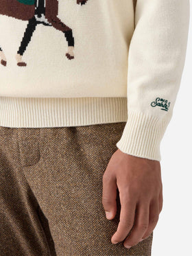 Heron-Pullover in Weiß mit St. Moritz Polo-Jacquard