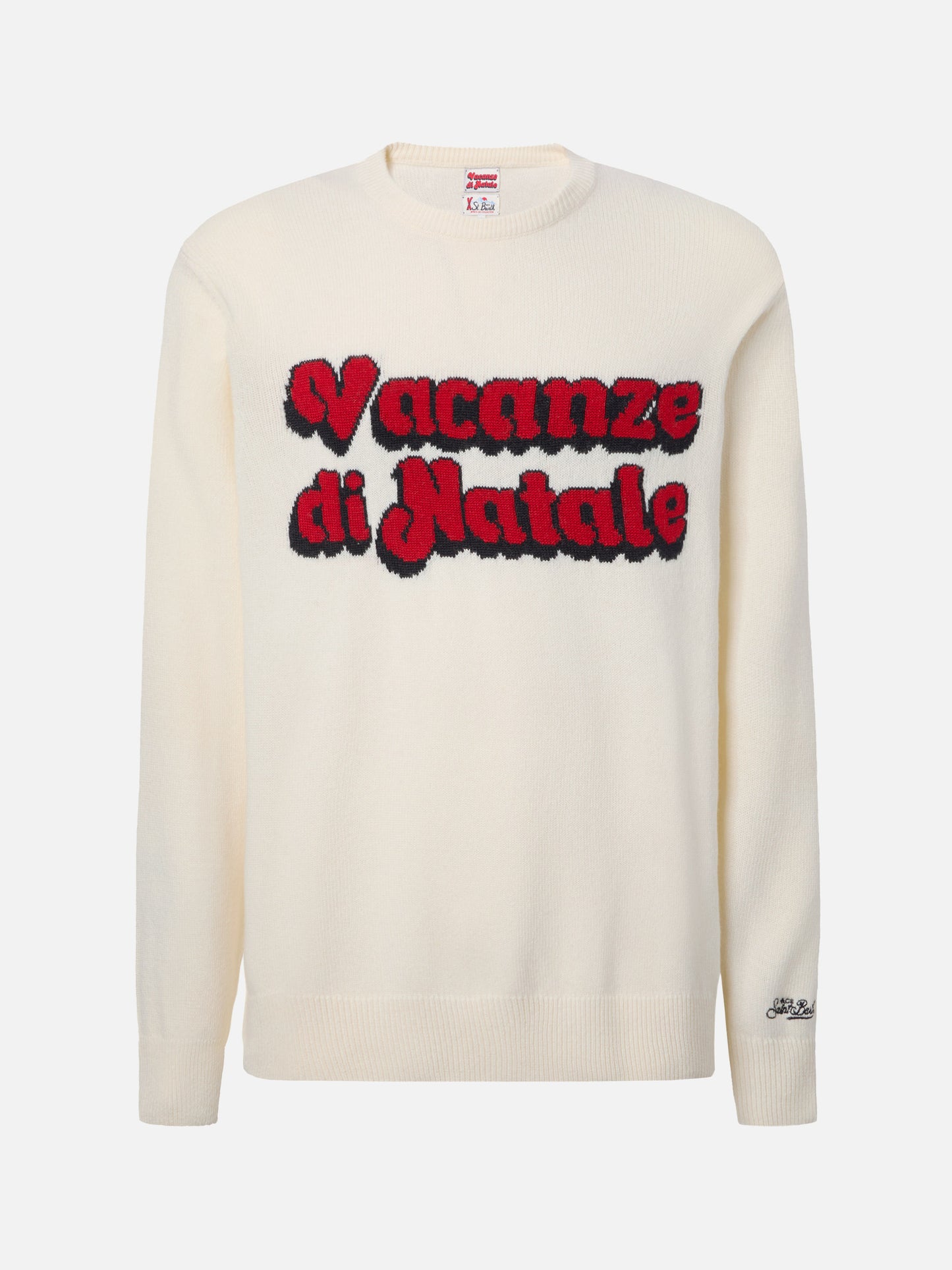 Heron-Pullover in Weiß mit Vacanze di Natale-Jacquard | VACANZE DI NATALE SONDERAUSGABE