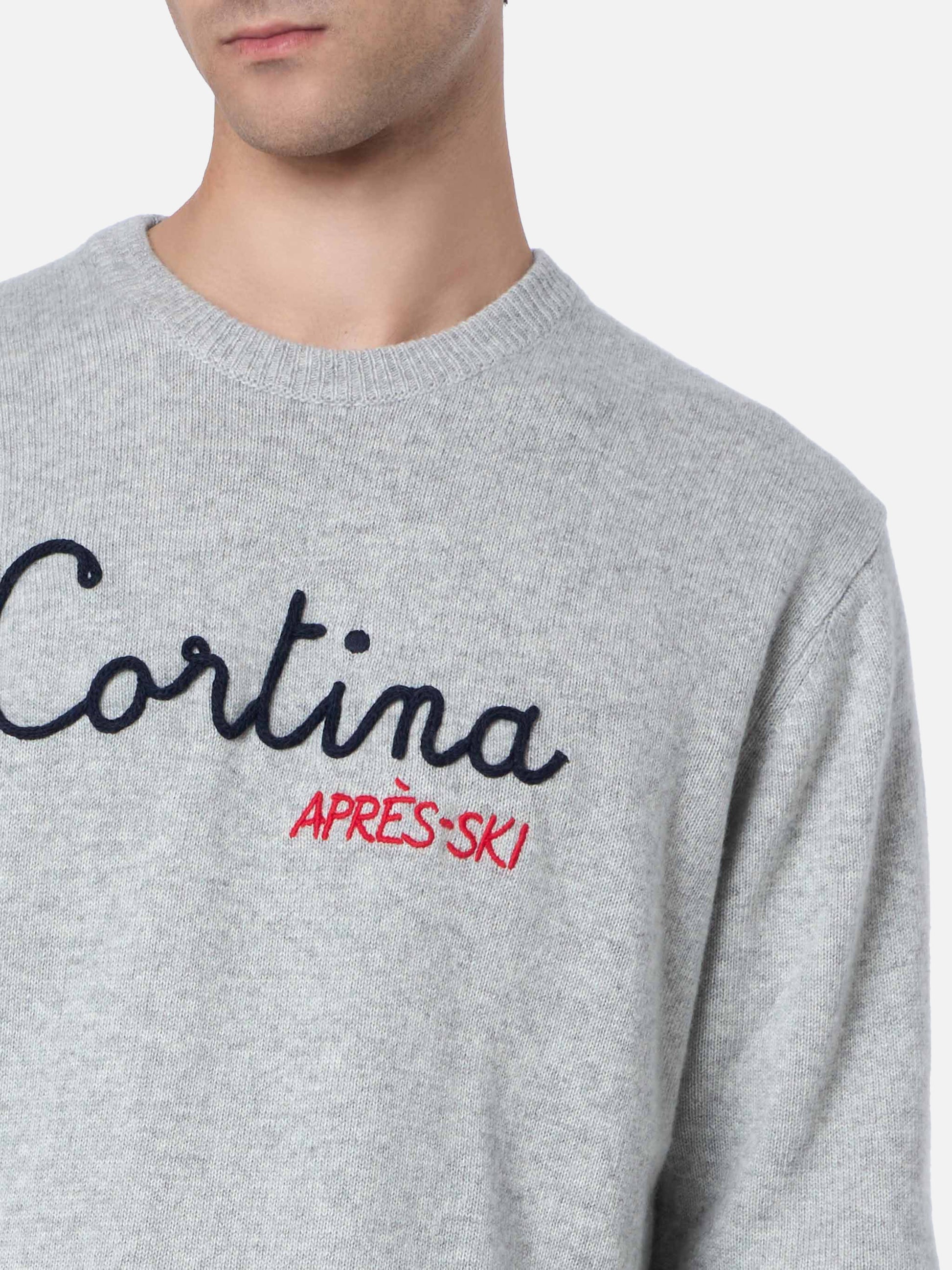 Man gray sweater Heron with Cortina apres ski embroidery - MC2 Saint Barth