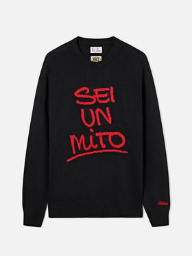 Black Heron crewneck knit with Sei Un Mito intarsia | Special edition