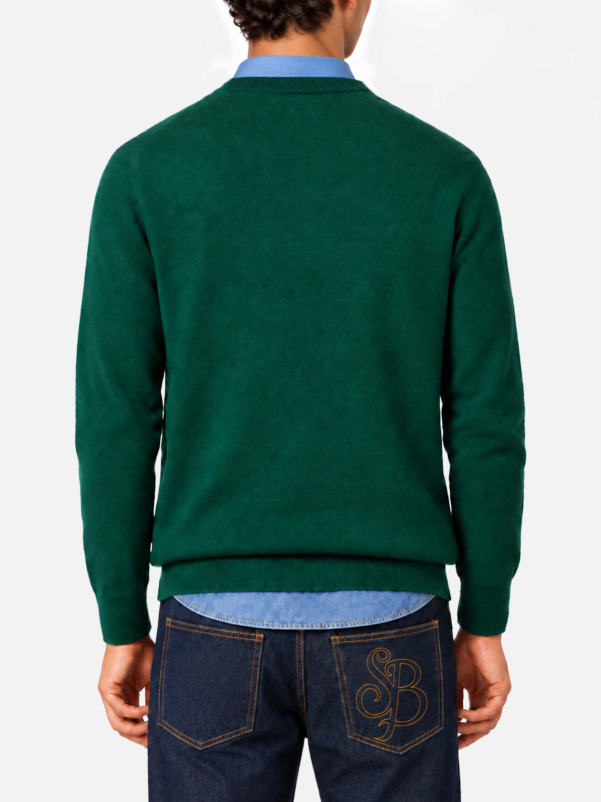 Dark green Heron crewneck sweater with Snoopy Master Chef jacquard | Special edition