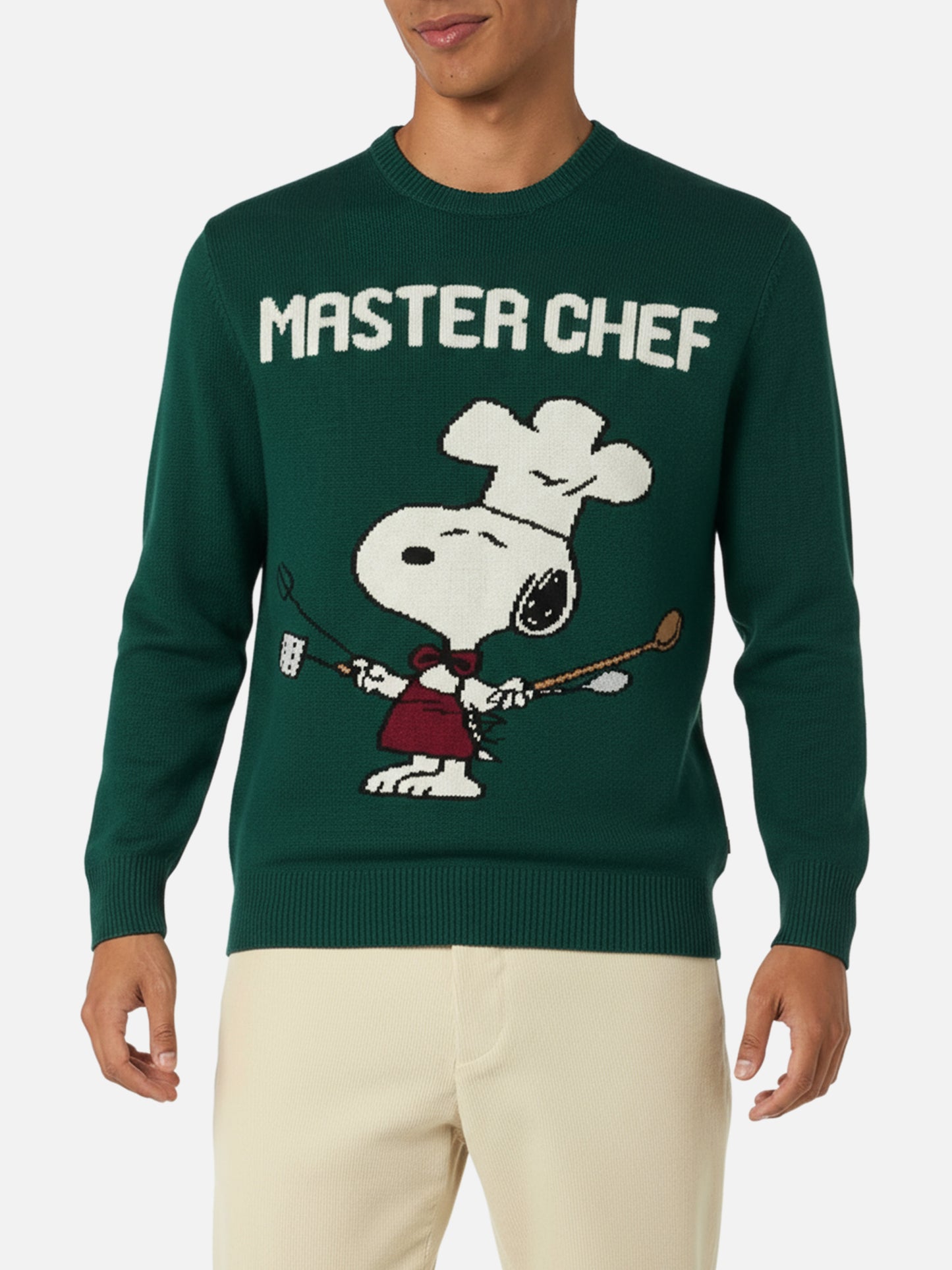 Suéter de cuello redondo Heron con jacquard Snoopy master chef | SNOOPY PEANUTS SPECIAL EDITION 
