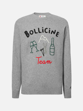 Grauer Heron-Pullover mit Bollicine-Teamstickerei