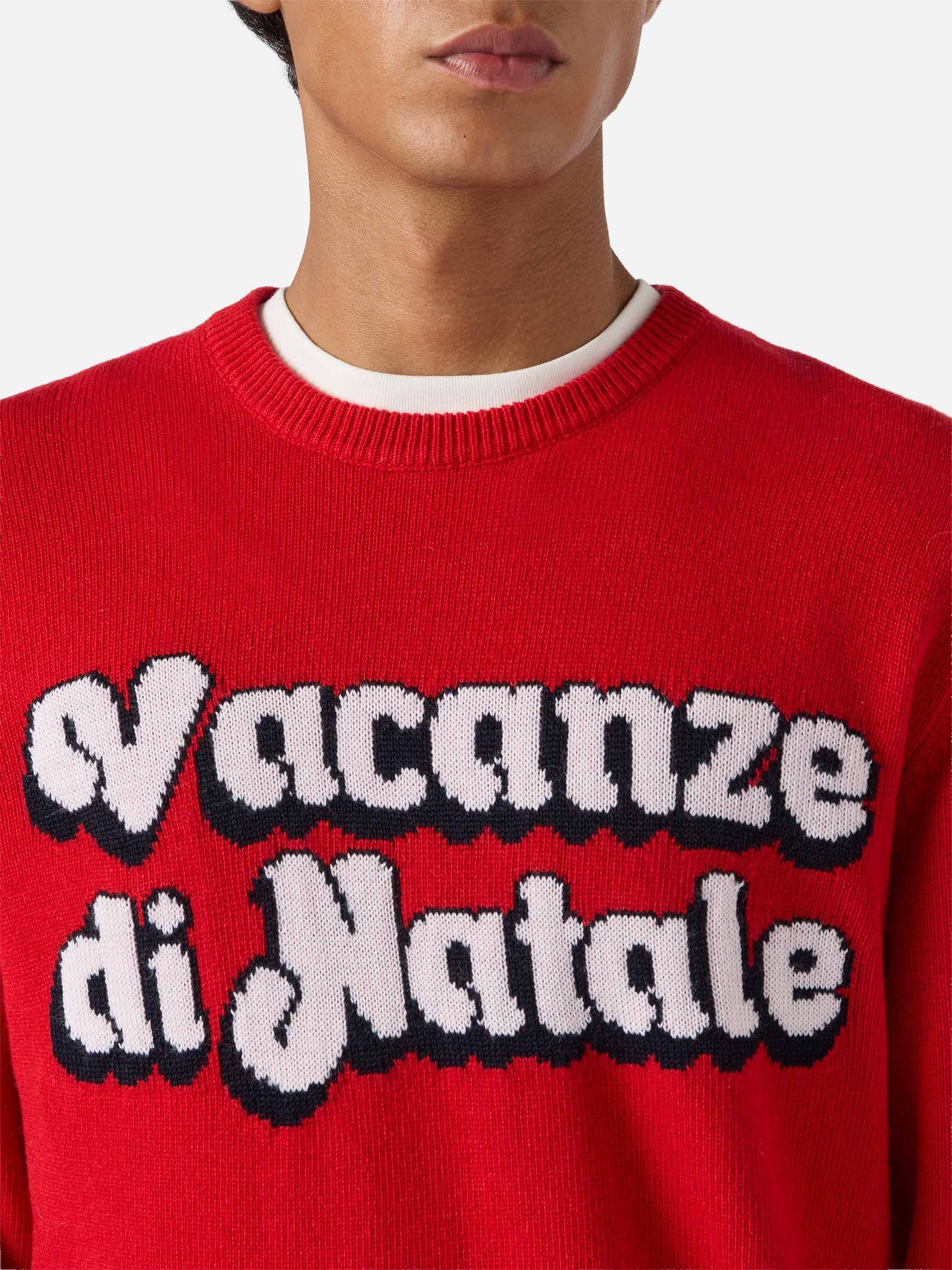 Roter Pullover Heron mit Vacanze di Natale-Jacquard | VACANZE DI NATALE SONDERAUSGABE
