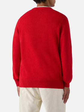 Roter Pullover Heron mit Vacanze di Natale-Jacquard | VACANZE DI NATALE SONDERAUSGABE