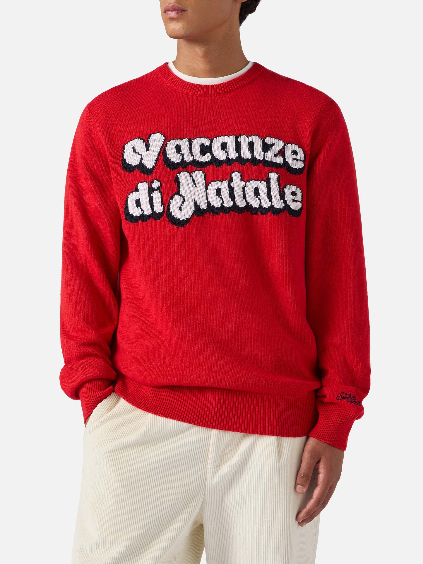 Roter Pullover Heron mit Vacanze di Natale-Jacquard | VACANZE DI NATALE SONDERAUSGABE