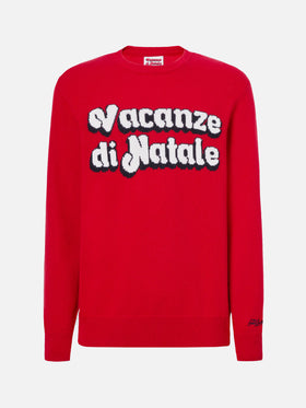 Roter Pullover Heron mit Vacanze di Natale-Jacquard | VACANZE DI NATALE SONDERAUSGABE