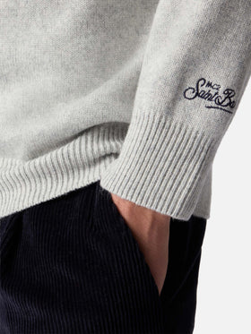 Hellgrauer Pullover Heron mit Super G-Stickerei | SUPER G SPECIAL EDITION
