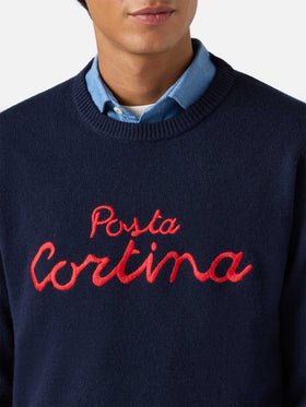 Kaschmirpullover Heron mit Posta Cortina-Stickerei