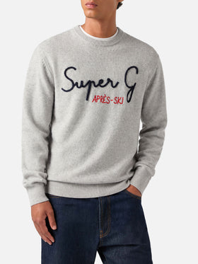 Sweat-shirt ras-du-cou gris Heron avec broderie Super G | SUPER G SPECIAL EDITION 