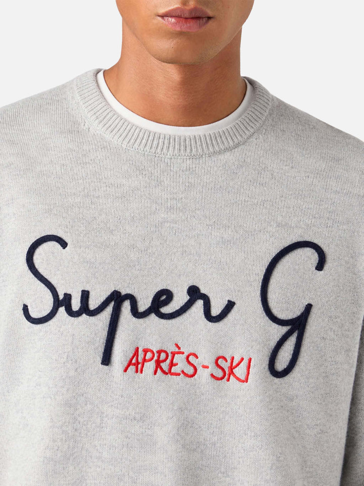 Sweat-shirt ras-du-cou gris Heron avec broderie Super G | SUPER G SPECIAL EDITION 