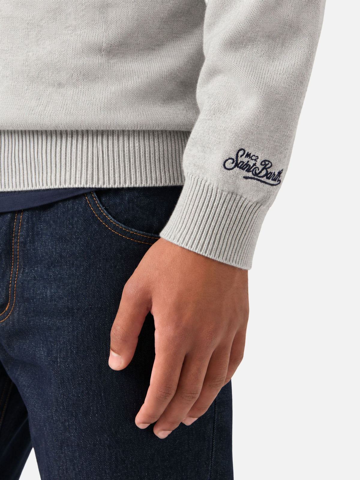 Sweat-shirt ras-du-cou gris Heron avec broderie Super G | SUPER G SPECIAL EDITION 