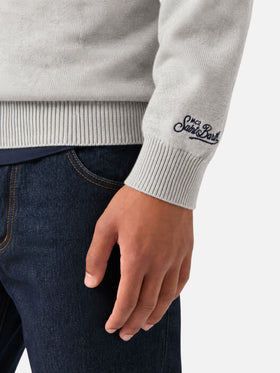 Sweat-shirt ras-du-cou gris Heron avec broderie Super G | SUPER G SPECIAL EDITION 