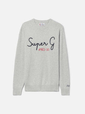 Sweat-shirt ras-du-cou gris Heron avec broderie Super G | SUPER G SPECIAL EDITION 