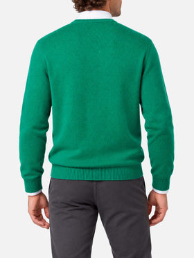 Green Heron crewneck sweater with Snoopy tennis jacquard | Special edition