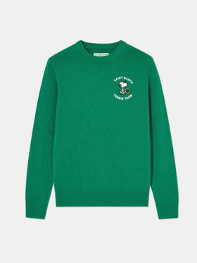 Green Heron crewneck sweater with Snoopy tennis jacquard | Special edition