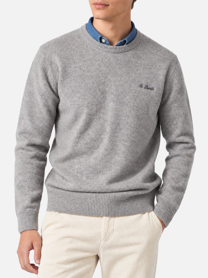 Pull Heron gris chiné avec broderie St. Barth 