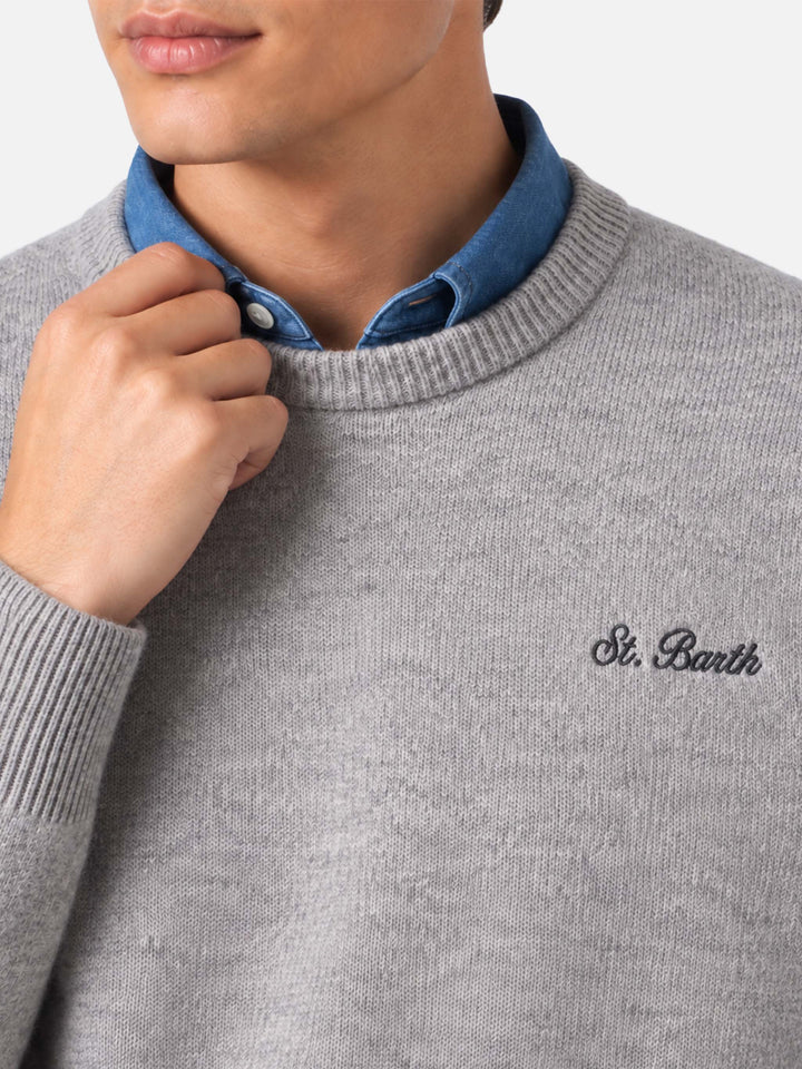 Pull Heron gris chiné avec broderie St. Barth 