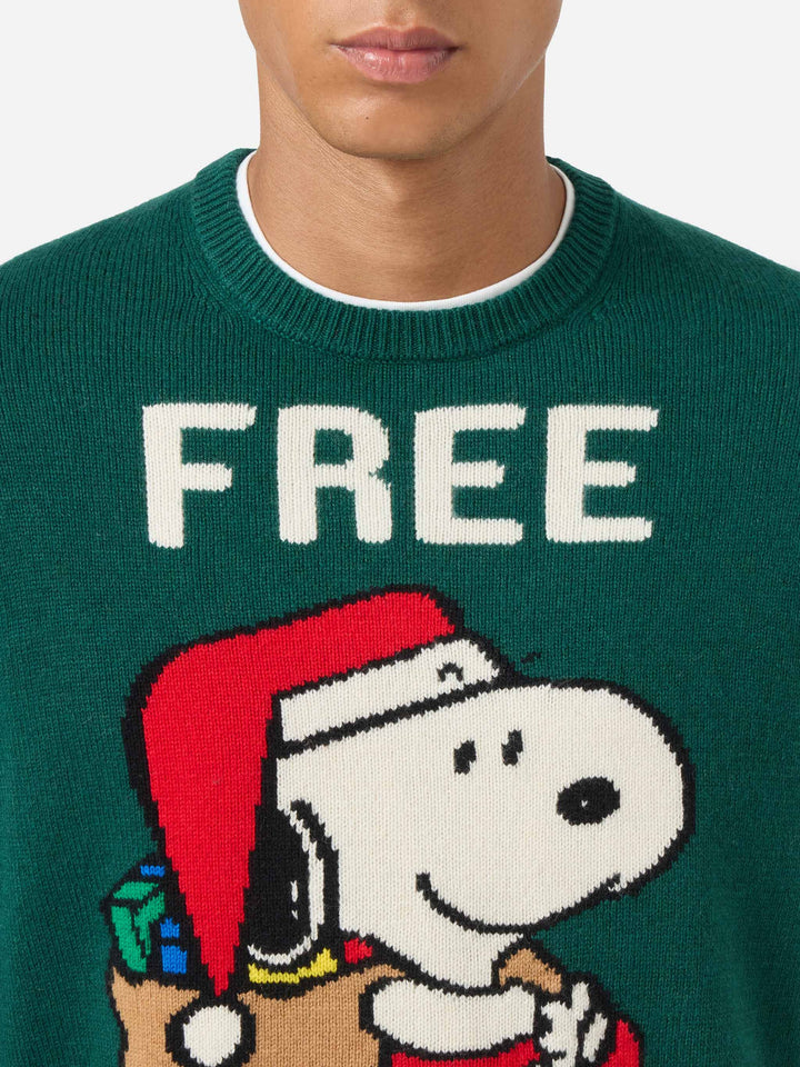 Jersey verde Heron con jacquard Snoopy | SNOOPY PEANUTS® SPECIAL EDITION 