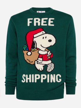 Green sweater Heron with Snoopy jacquard | SNOOPY PEANUTS® SPECIAL EDITION - MC2 Saint Barth