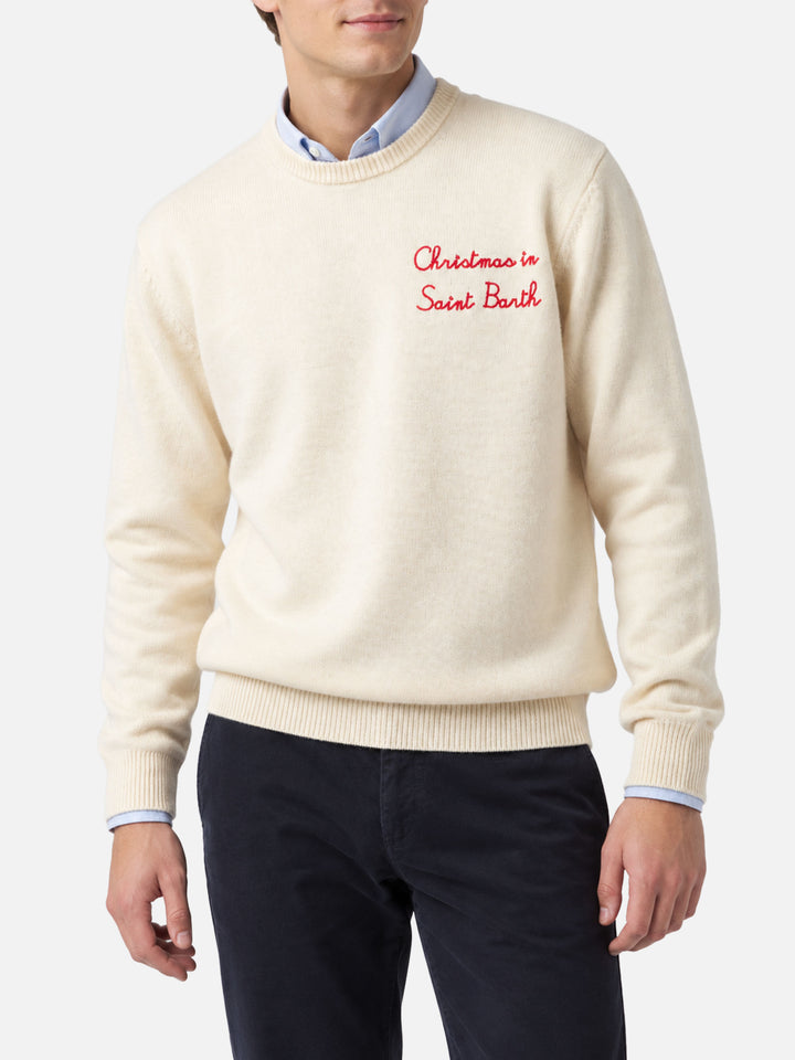 Crewneck-Pullover Heron mit „Christmas in Saint Barth“-Stickerei 