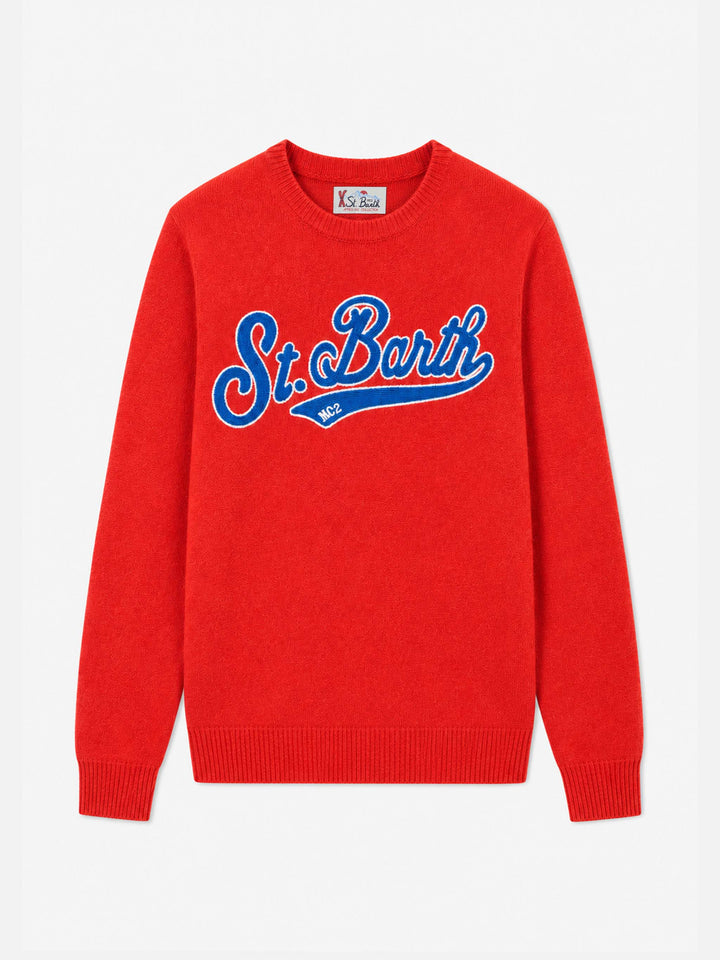 Oranger Heron-Pullover mit St. Barth-Stickerei 