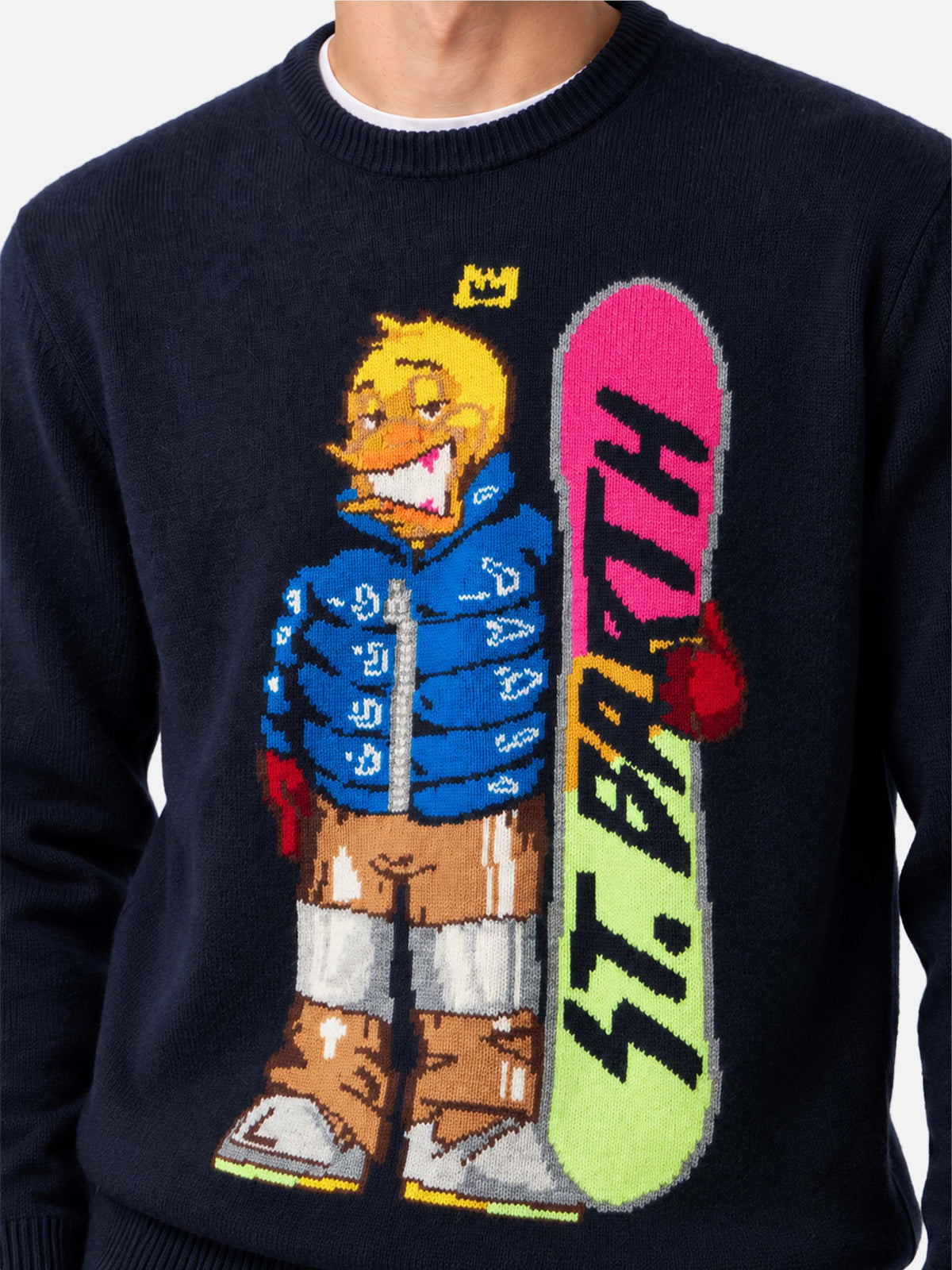 Girocollo verde Heron con jacquard Crypto Ducky snowboard | Special Edition