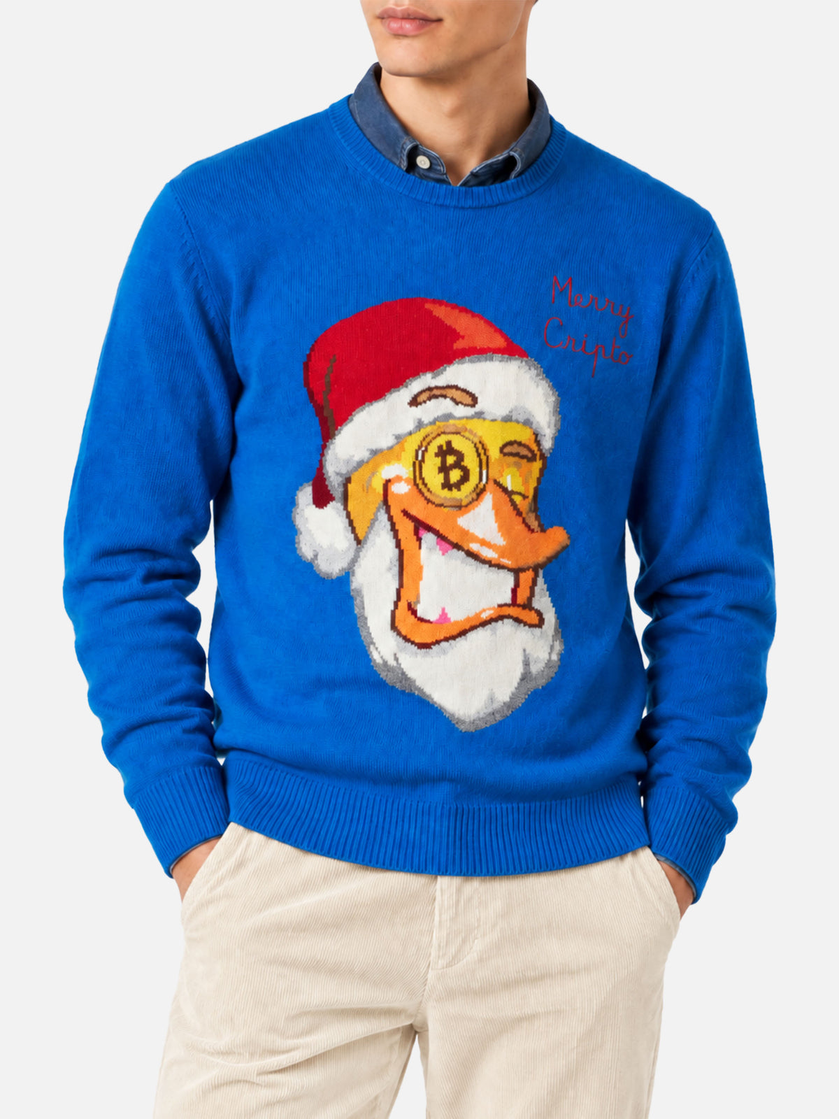 Pull col rond Heron avec jacquard Crypto Ducky | CRYPTO PUPPETS SPECIAL EDITION 