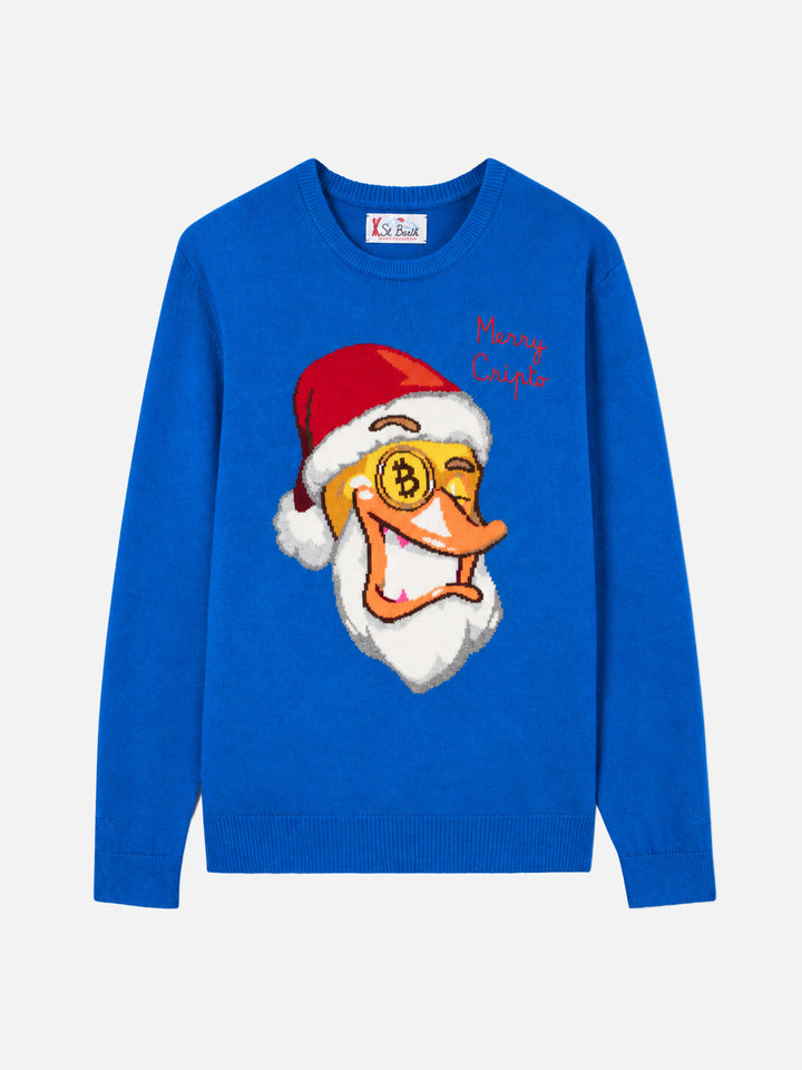 Rundhals-Pullover Heron mit Crypto Ducky-Jacquard | CRYPTO PUPPETS SPECIAL EDITION 