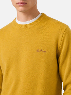 Suéter Regent en lana de cordero color amarillo ocre 