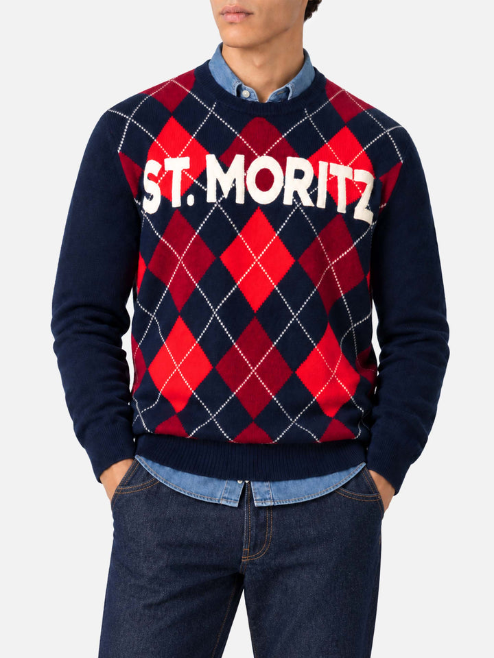 Pull ras du cou Heron avec jacquard argyle St. Moritz 