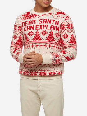 Red sweater Heron with fair isle and Dear Santa jacquard - MC2 Saint Barth