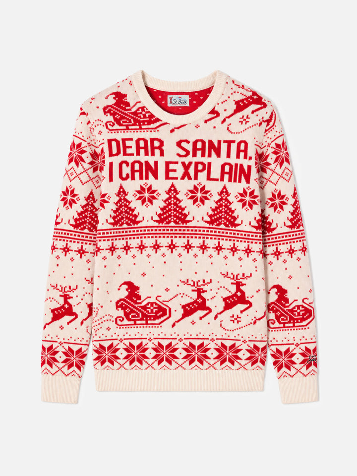 Pull rouge Heron avec jacquard fair isle et Dear Santa 