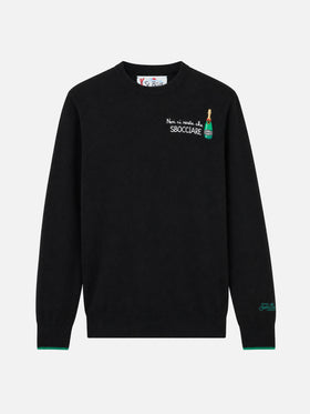 Pull col rond Heron avec broderie Non ci resta che sbocciare 