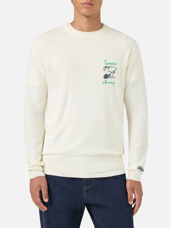 Suéter de cuello redondo Heron con bordado Snoopy tennis champ | SNOOPY PEANUTS SPECIAL EDITION 